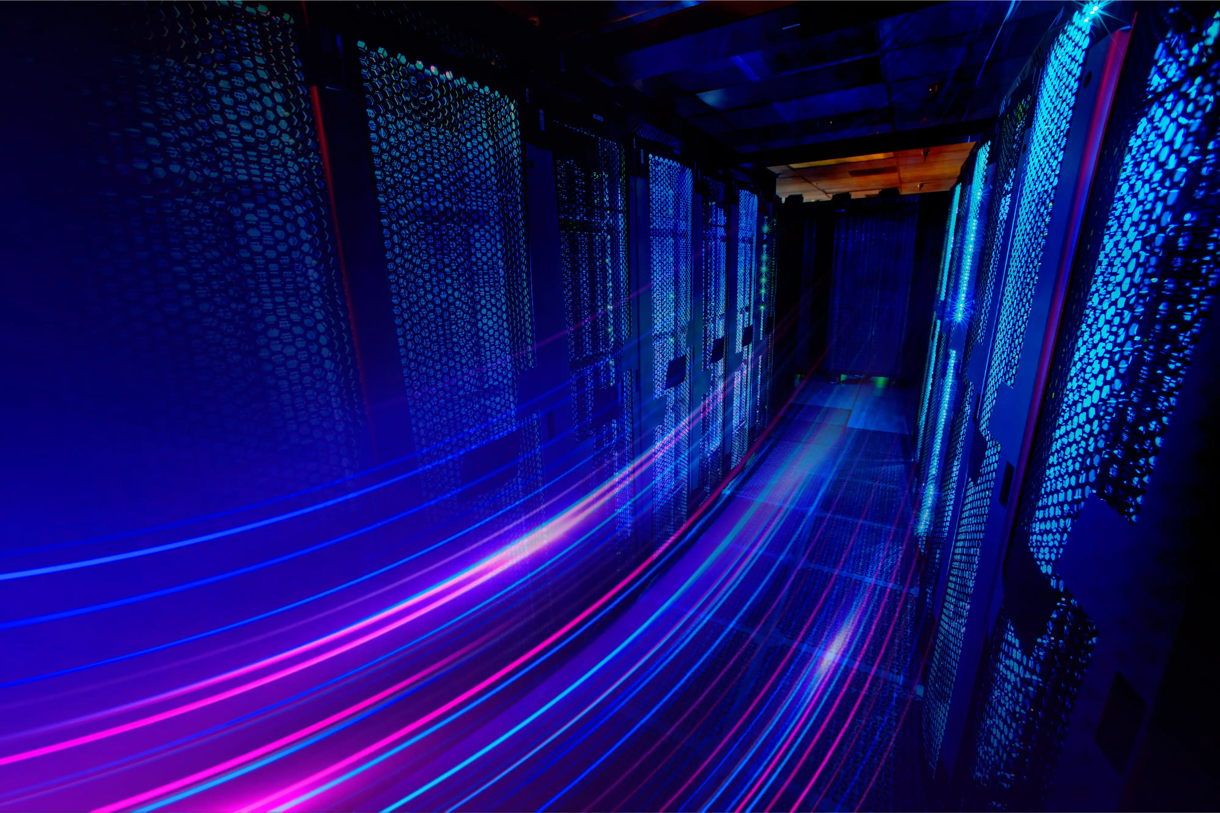 a picture of a datacenter with blue lines